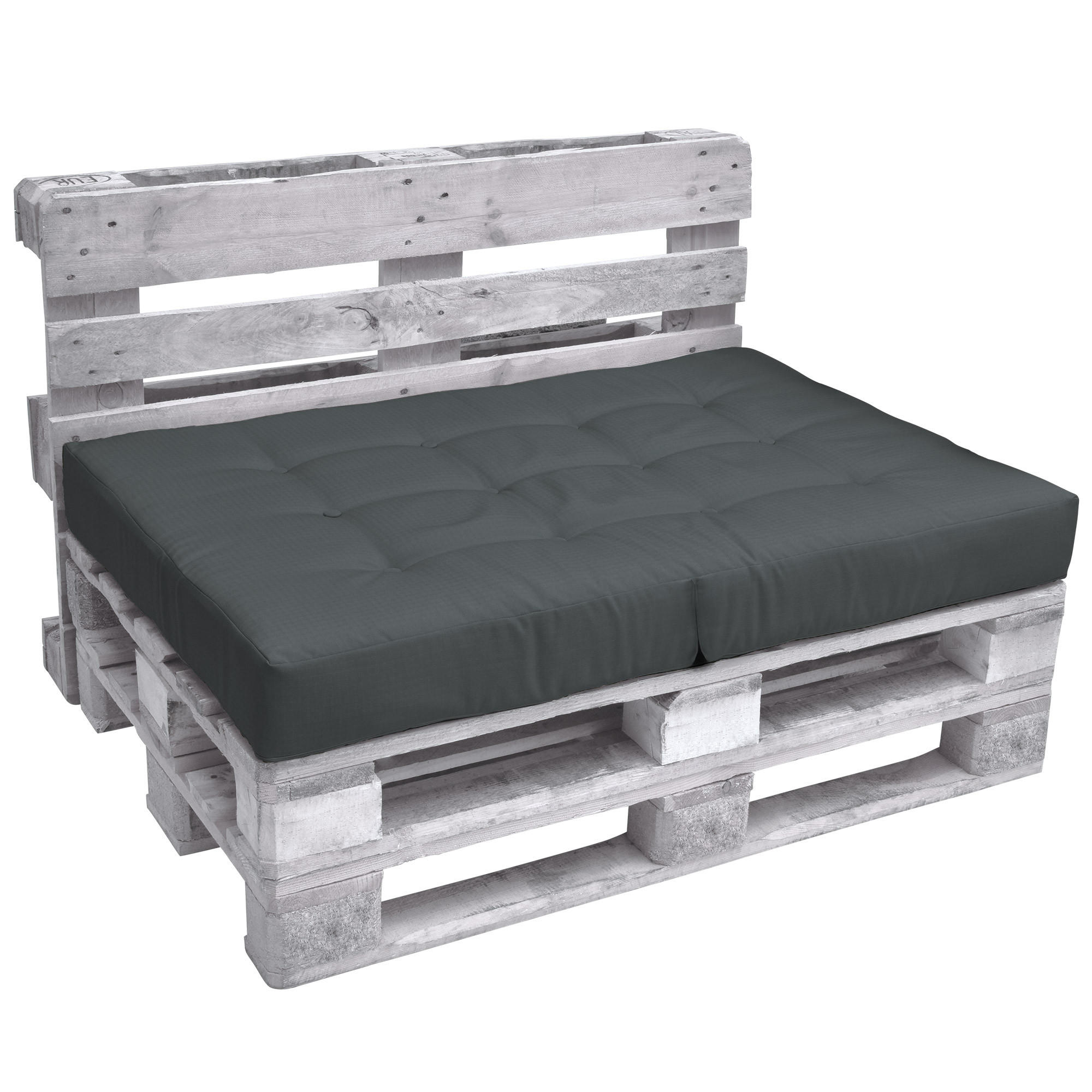 Beautissu Palettenkissen Grau 80x15x120 cm