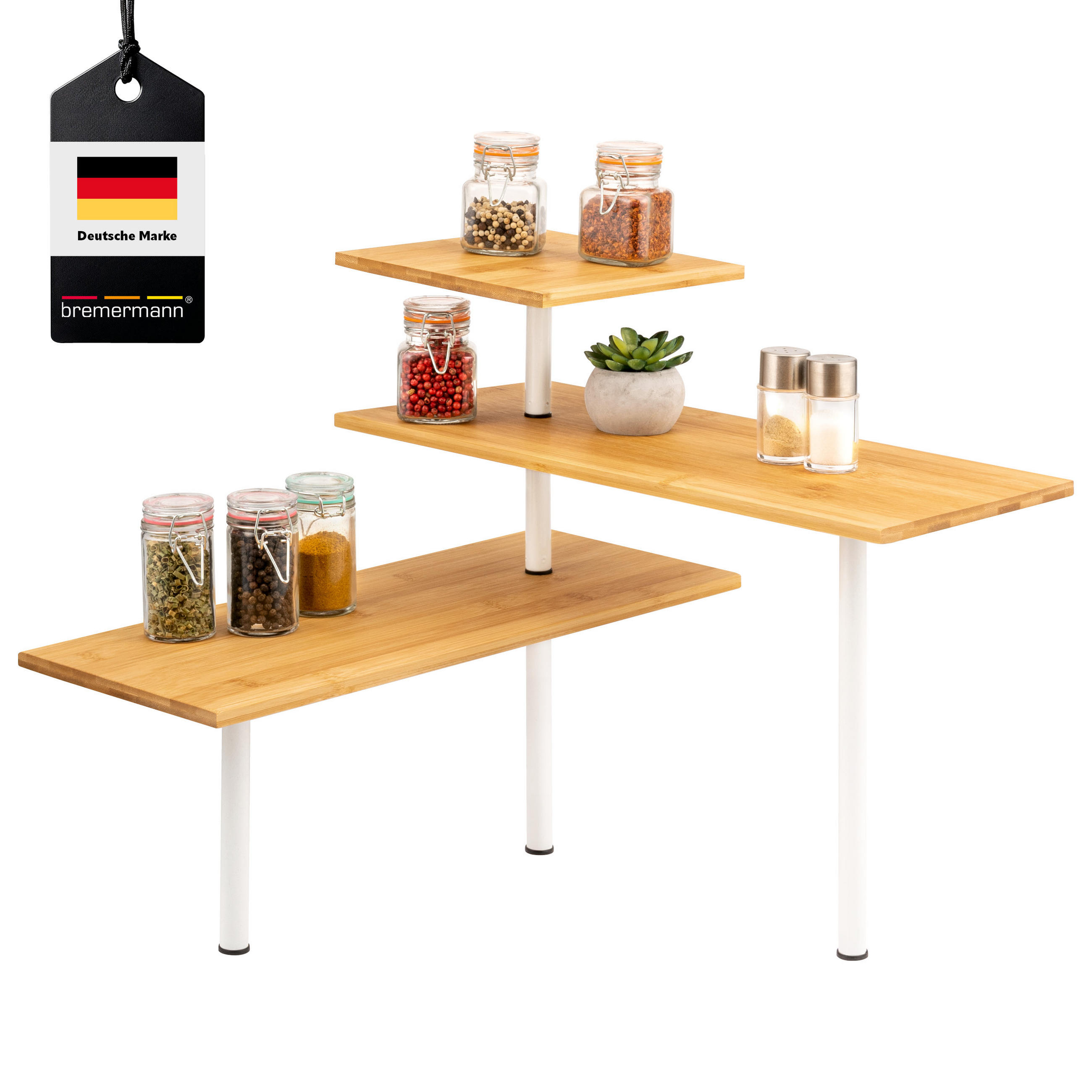 BAMBUS-ECKREGAL, weiß - Weiß, Holz (45/40/45cm) - bremermann