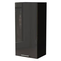 KÜCHENHÄNGESCHRANK Essen W4/45 Graphit Hochglanz / Schwarz Matt 45 / 32,5 / 96cm - Schwarz/Graphitfarben, Holz/Holzwerkstoff (45/96/32.5cm) - Feldmann-Wohnen