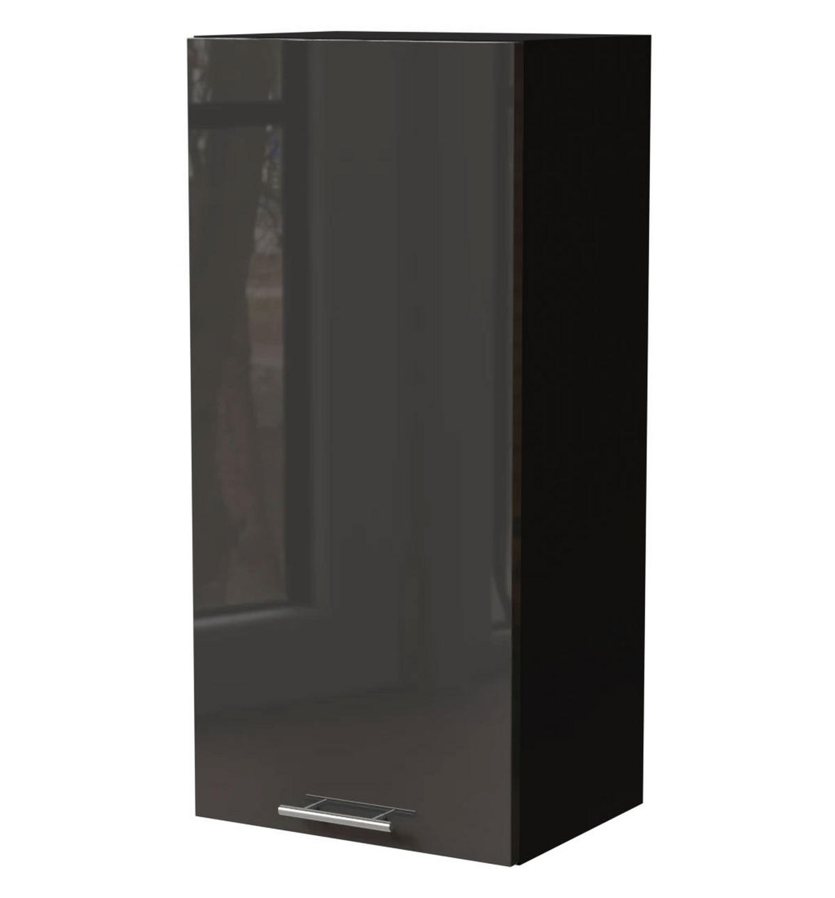 KÜCHENHÄNGESCHRANK Essen W4/45 Graphit Hochglanz / Schwarz Matt 45 / 32,5 / 96cm - Schwarz/Graphitfarben, Holz/Holzwerkstoff (45/96/32.5cm) - Feldmann-Wohnen