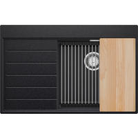 SPÜLBECKEN Sydney, 2-er set Anthrazit 78/50 cm 1 Becken + Ablauf-Set + Küchenzubehörset ab 50er Unterschrank - Chromfarben/Anthrazit, Kunststoff (78/20/50cm) - Primagran