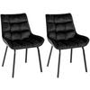 STUHL 2er Set Samt Schwarz - Schwarz, Textil/Metall (58/84/57cm) - CLP