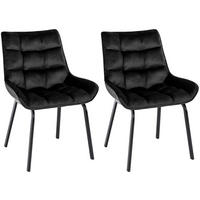 STUHL 2er Set Samt Schwarz - Schwarz, Textil/Metall (58/84/57cm) - CLP