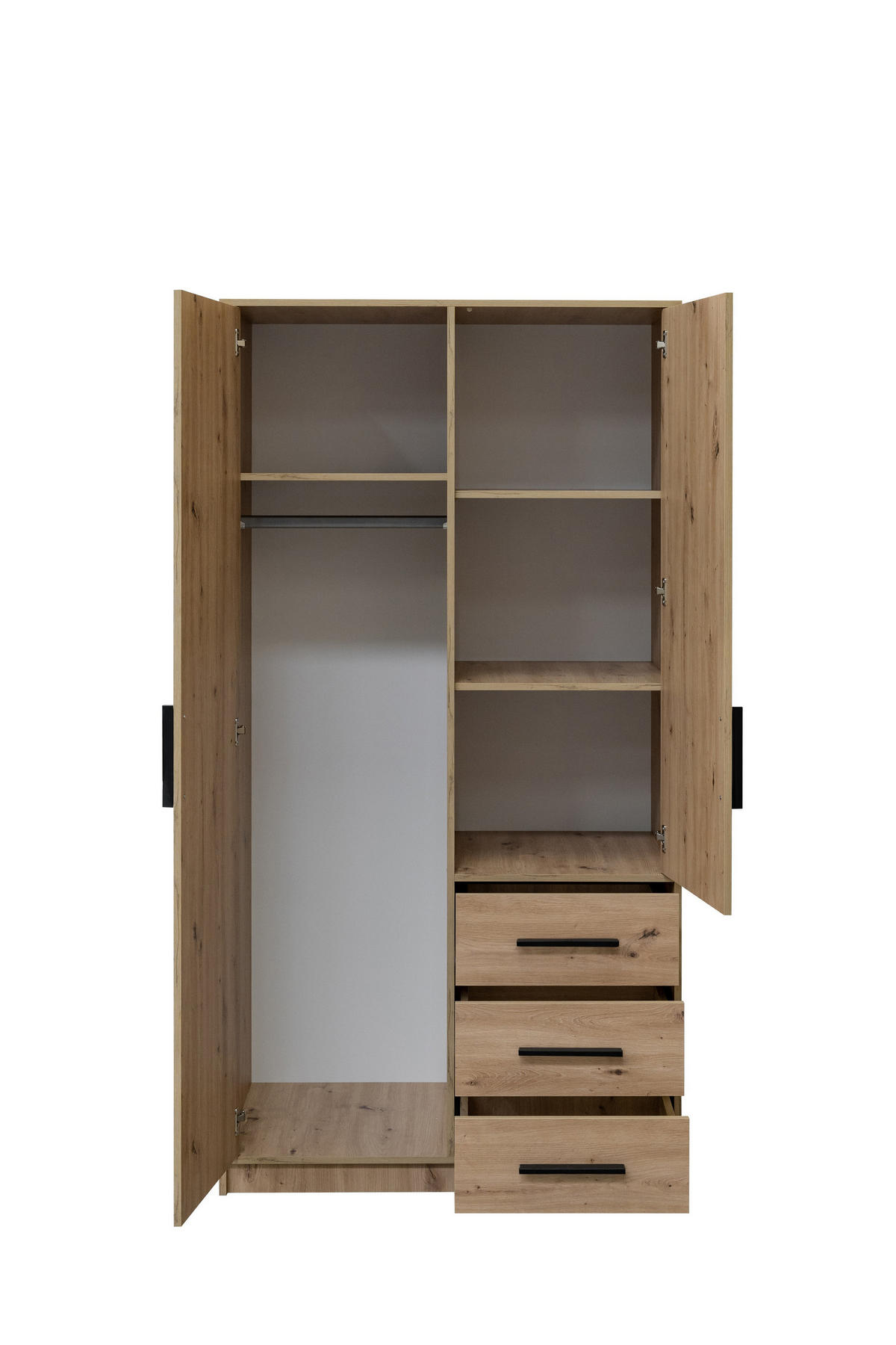 DREHTÜRENSCHRANK FIORA 100/200/57,5 cm 2-türig mit Spiegel Eiche Artisan - Eiche Artisan, Holzwerkstoff (100/200/57.5cm) - MASSENO