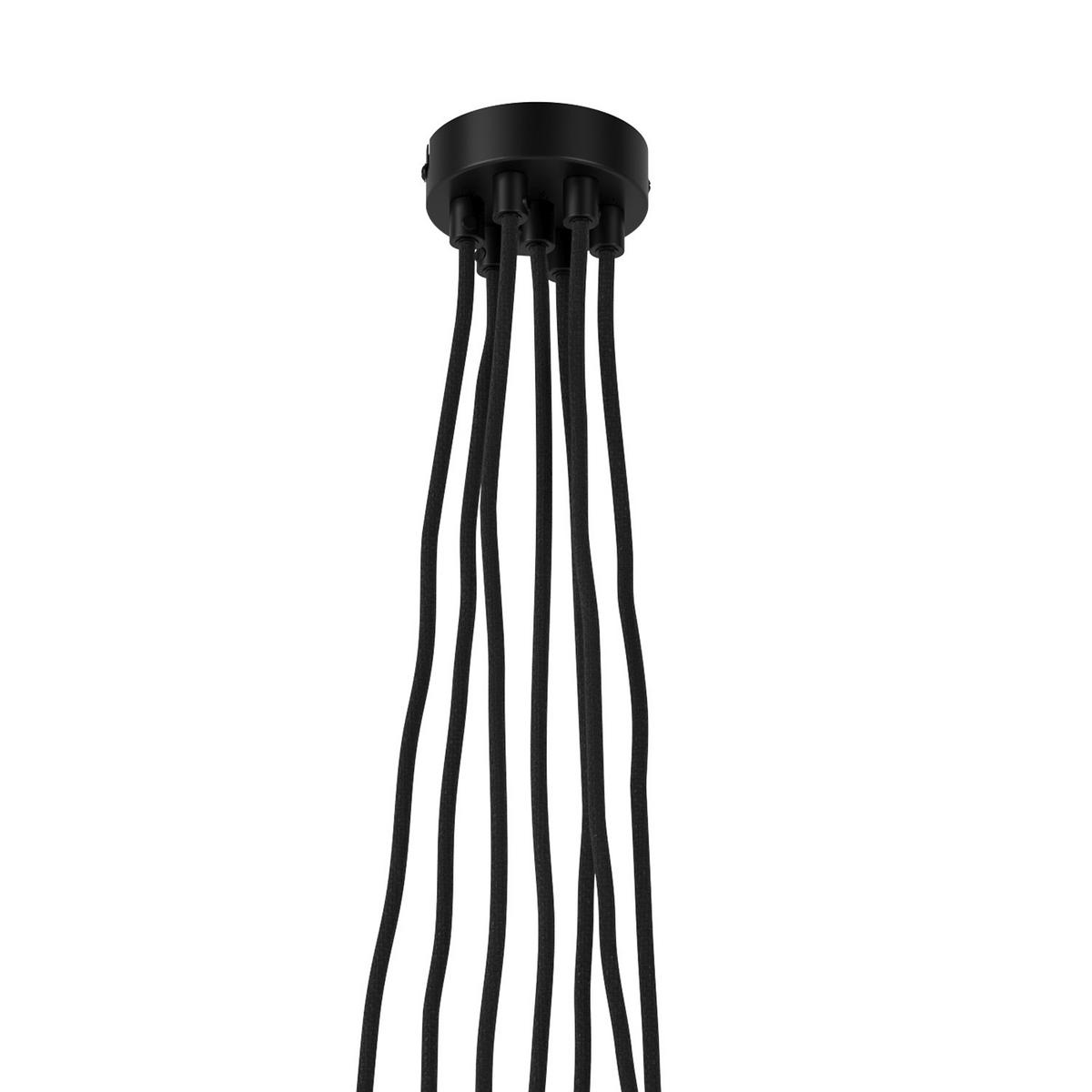 PENDELLEUCHTE - Glas / Metall - 7-flammig - Transparent/Schwarz, Glas/Metall (36/36/145cm) - home24