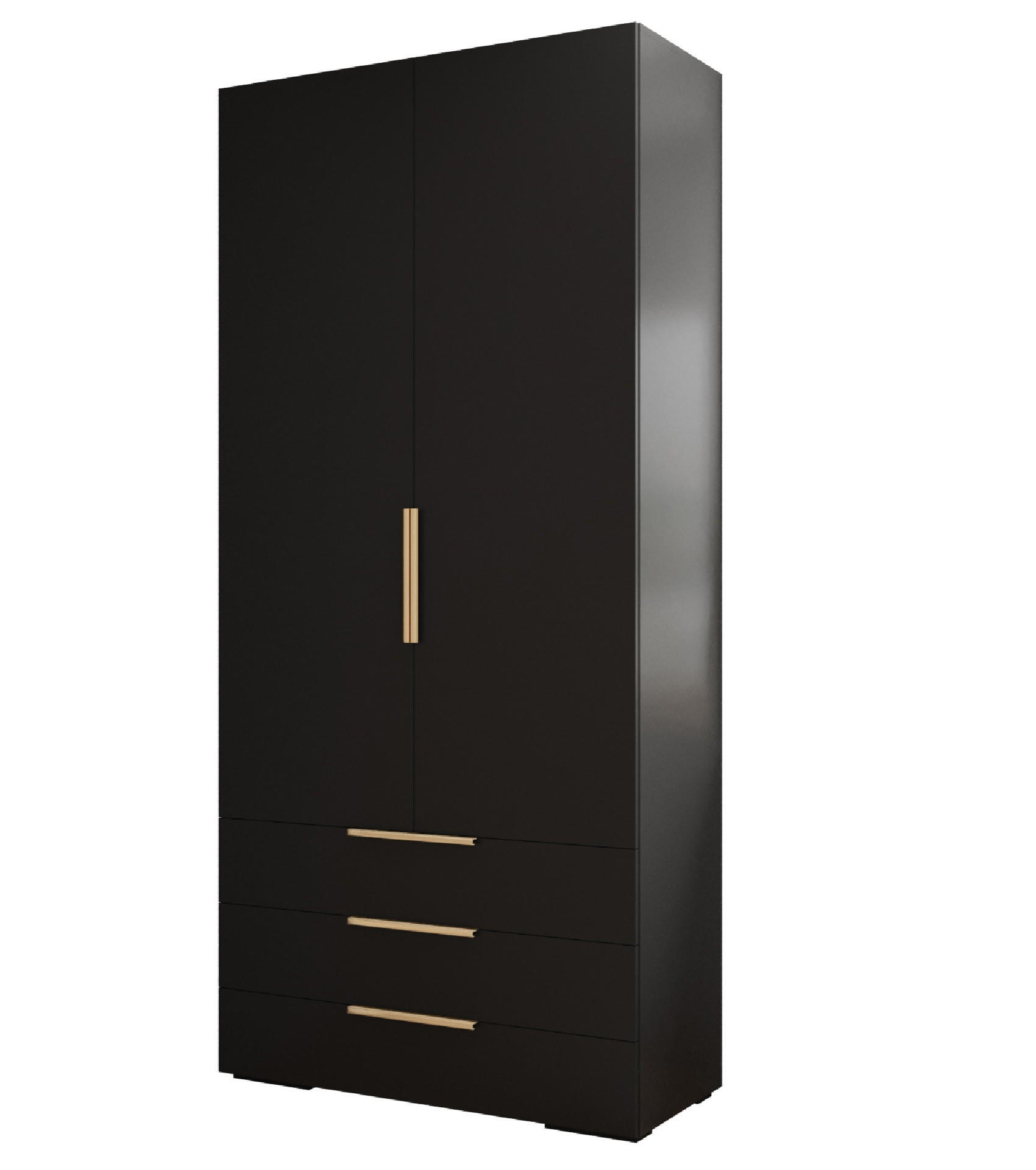 Möbel Kryspol Drehtürenschrank Schwarz, Gold 100x236.7x47 cm