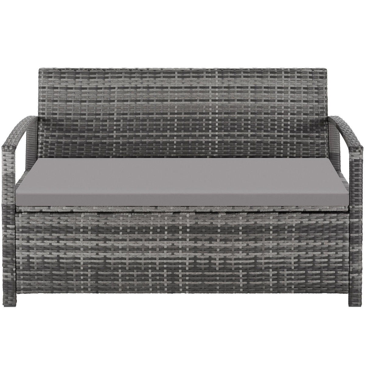 RATTAN-GARTENBANK Vecchia, 128 x 56 x 77,5 cm, inklusive Schutzhülle, grau - Grau, Kunststoff (128/77.5/56cm) - tectake