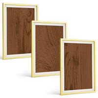 BILDER SET 3er Set - 40x60 cm Goldrahmen - Holzstruktur, Rinde, Minimalismus - Goldfarben, Kunststoff (40/60cm) - TULUP