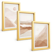 BILDER SET 3er Set - 20x30 cm Goldrahmen - Abstrakte braune Landschaften - Goldfarben, Kunststoff (20/30cm) - TULUP