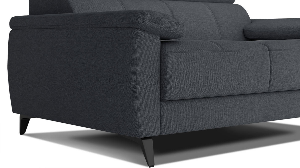 SOFA TAUNUS 2-Sitzer, graphitfarben - Schwarz/Graphitfarben, Holzwerkstoff/Textil (141/80/102cm) - Courtois Laville