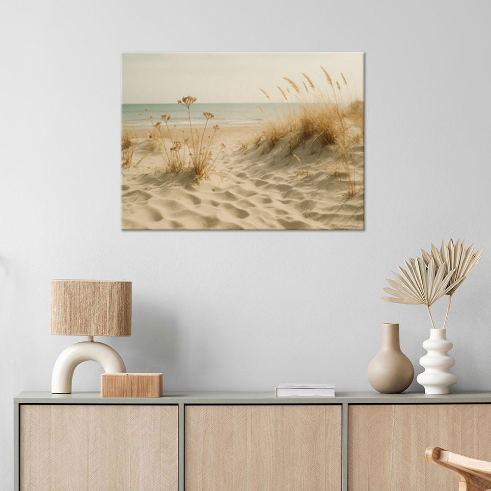 LEINWANDBILD Strand Meer Dünen Shabby Chic 60x40cm - Beige, Textil (60/40cm) - Feeby