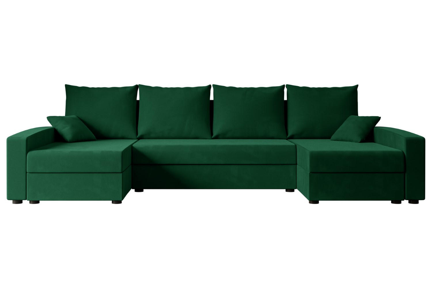 WOHNLANDSCHAFT mit Schlaffunktion und Bettkasten ALESIA-U 301x140x90 cm Grün Velours - Silberfarben/Grün, Holzwerkstoff/Kunststoff (301/90/140cm) - ALTDECOR