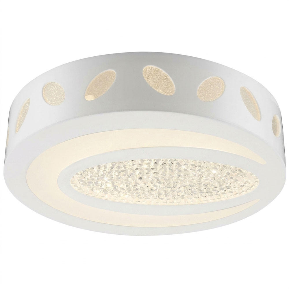 DECKENLEUCHTE VANILLA I Metall Weiß Kristalldekor - Weiß, Metall (40/40/11cm) - Globo Lighting