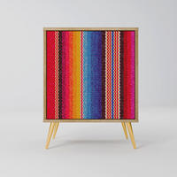 SIDEBOARD ETHNIC MEXICAN, Eichefarben, 57,5x42x75,5 cm, Goldfarbene Metallfüße - Eichefarben/Goldfarben, Holzwerkstoff/Metall (57.5/75.5/42cm) - SpaceRebels