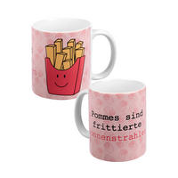 KAFFEEBECHER Pommes sind frittierte Sonnenstrahlen Rosa/Weiß 320ml - Rosa, Keramik (0.32L) - United Labels