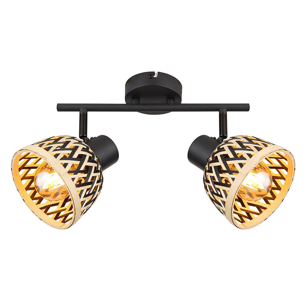 DECKENLEUCHTE Metall Schwarz Bambus - Schwarz, Holz (30/13/19cm) - Globo Lighting