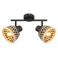 DECKENLEUCHTE Metall Schwarz Bambus - Schwarz, Holz (30/13/19cm) - Globo Lighting