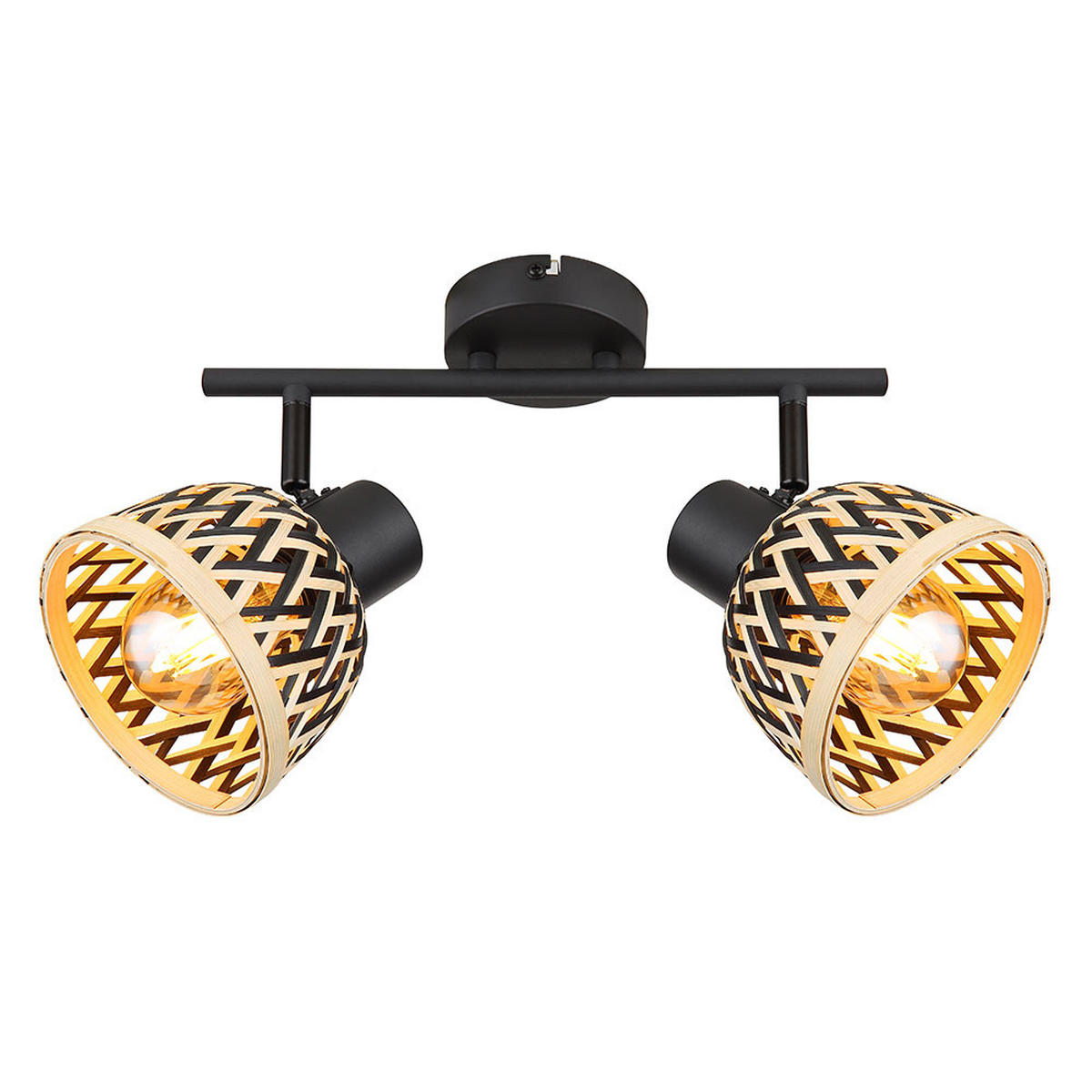 DECKENLEUCHTE Metall Schwarz Bambus - Schwarz, Holz (30/13/19cm) - Globo Lighting
