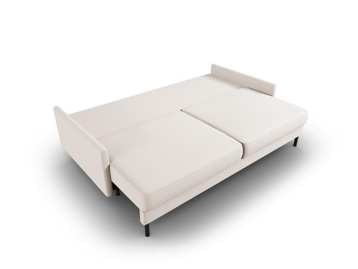AUSKLAPPBARES-SOFA mit Bettkasten Scott aus strukturiertem Stoff leichtes beige 3 Sitzplätze - Beige, Textil (97/87/212cm) - Micadoni