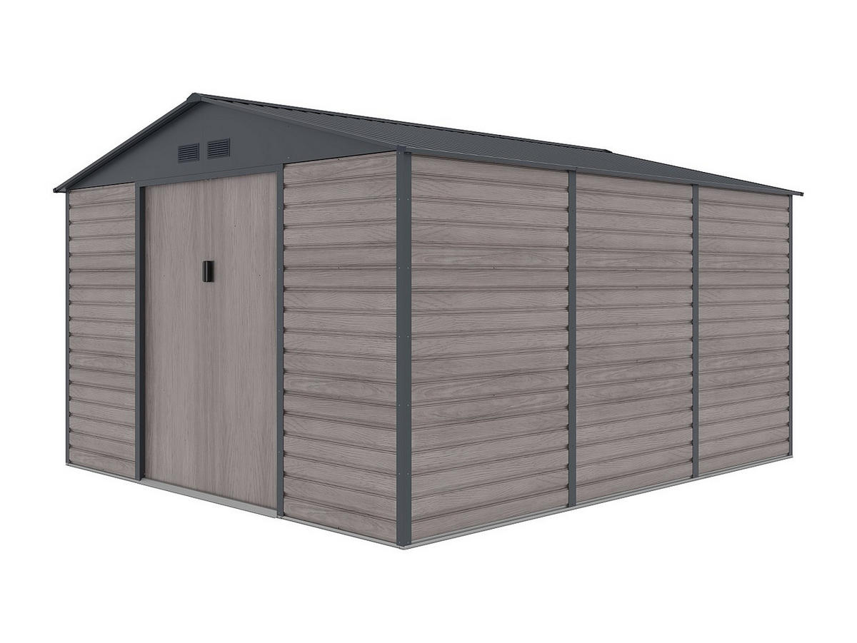 SCHREBERGARTENHAUS - 330 cm x 372 cm - metall - anthrazitgrau, naturfarben dunkel Adelmo - Grau, Metall (330/229/372cm) - Vente-Unique