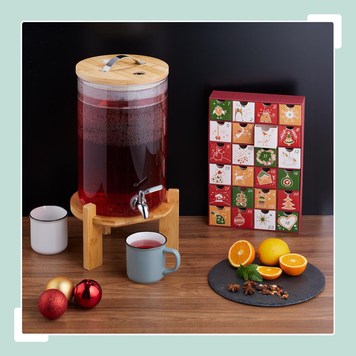 GETRÄNKESPENDER - Multicolor, Glas/Holz (5L) - Relaxdays