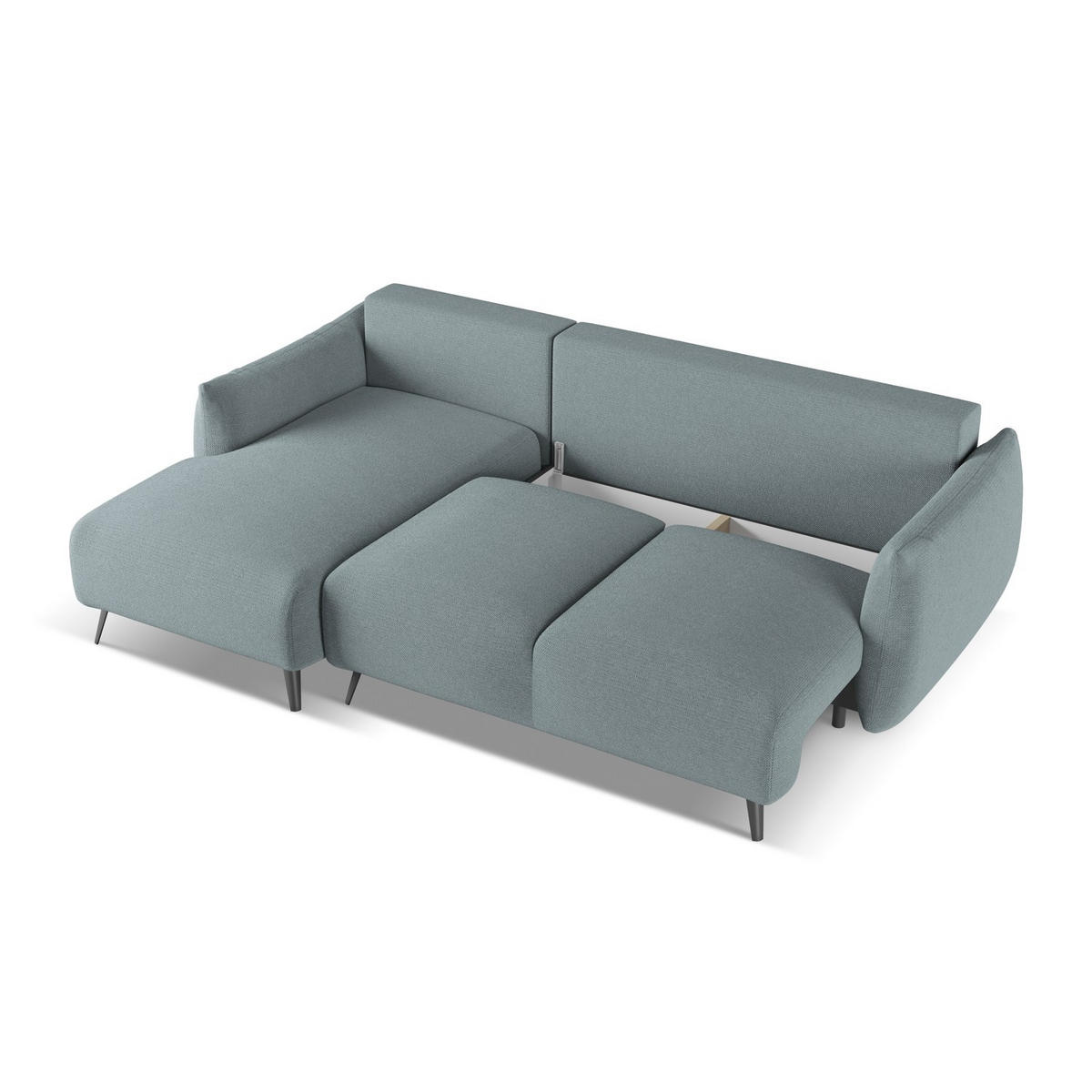 ECKSOFA mit Schlaffunktion Chenille Stoff Blau - Blau/Blaugrau, Textil/Metall (162/242cm) - LaMiaSofa