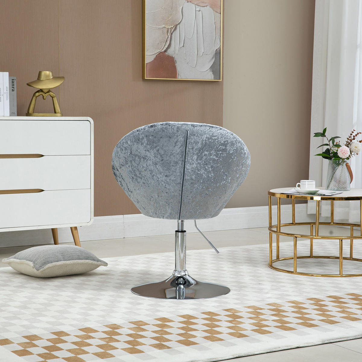 COCKTAILSESSEL HAVANNA Samt Silber - Silberfarben, Textil (62/88/58cm) - SVITA