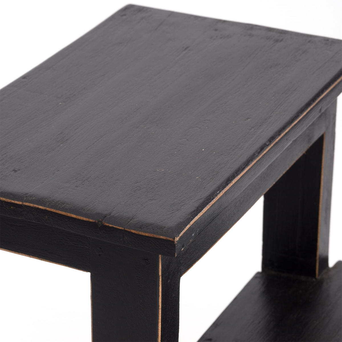 TRITTLEITER STEP Recyclingholz zweistufig 09 voodoo - schwarz - Schwarz, Holz (37/46/37cm) - DESIGN DELIGHTS