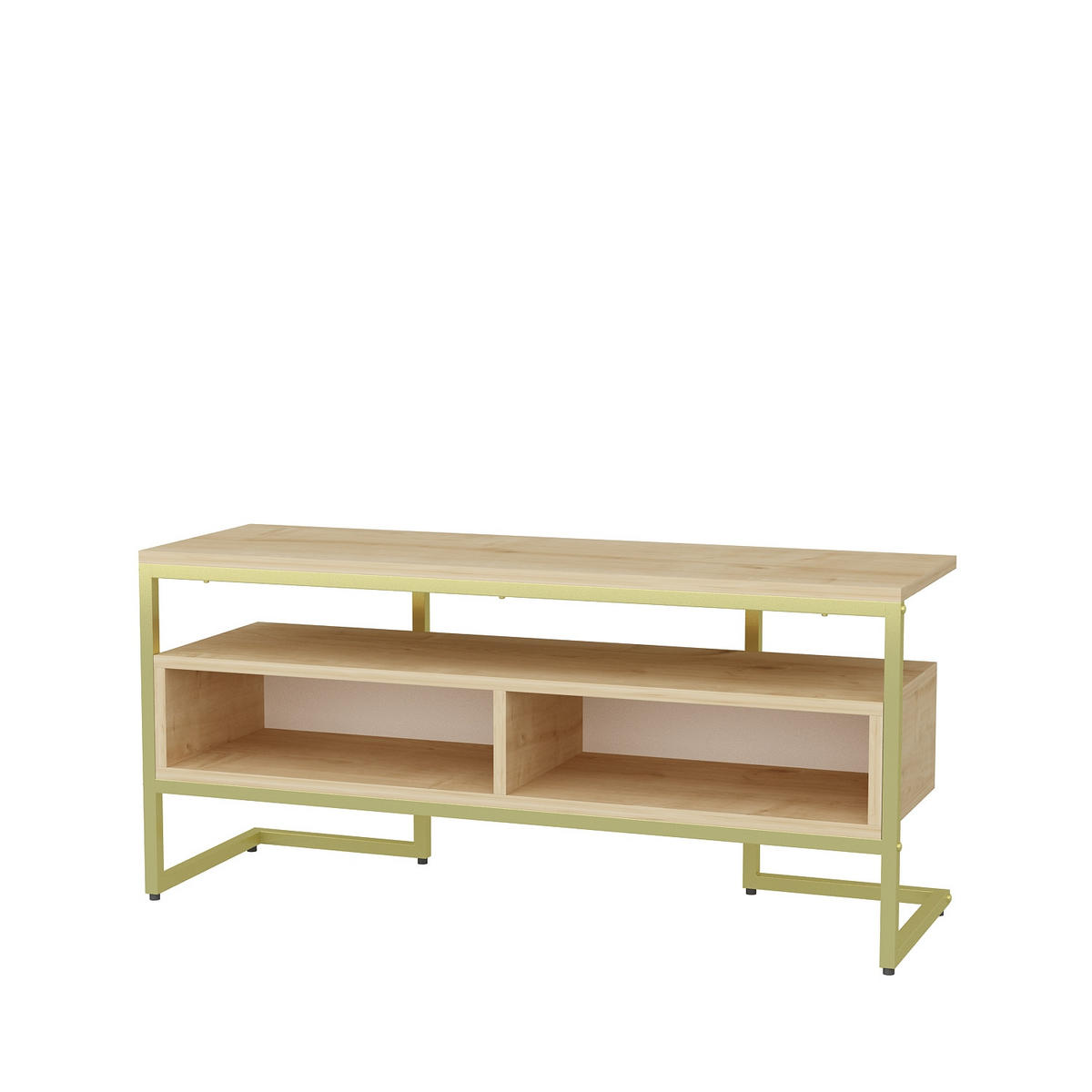 TV-ELEMENT Merrion Gold und Eiche Safir - Eichefarben/Goldfarben, Holzwerkstoff (111/51/35cm) - Decorotika