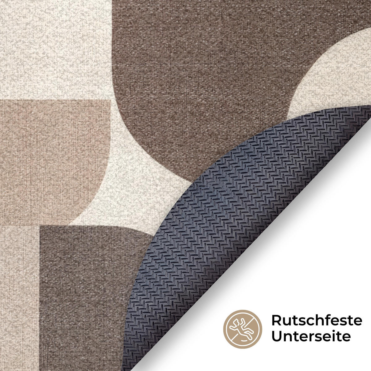 ROHOŽKA Geometrické - Tkaná struktura - Moderní 90x90 cm - béžová, textil/umělá hmota (90/0.4cm) - MuchoWow