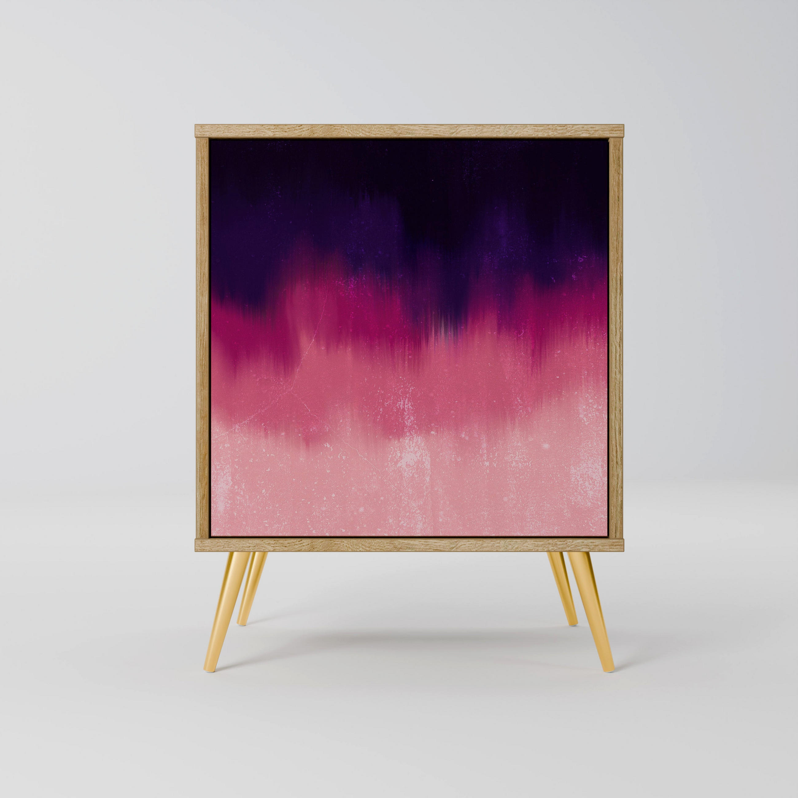 SIDEBOARD AURORA BOREALIS, Eichefarben, 57,5x42x75,5 cm, Goldfarbene Metallfüße - Eichefarben/Goldfarben, Holzwerkstoff/Metall (57.5/75.5/42cm) - SpaceRebels