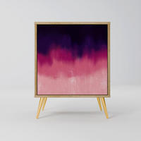 SIDEBOARD AURORA BOREALIS, Eichefarben, 57,5x42x75,5 cm, Goldfarbene Metallfüße - Eichefarben/Goldfarben, Holzwerkstoff/Metall (57.5/75.5/42cm) - SpaceRebels