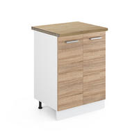 KÜCHENUNTERSCHRANK R-Line Sonoma 60 cm, AP Eiche - Weiß/Sonoma Eiche, Holzwerkstoff (60/81.6/60cm) - Vicco