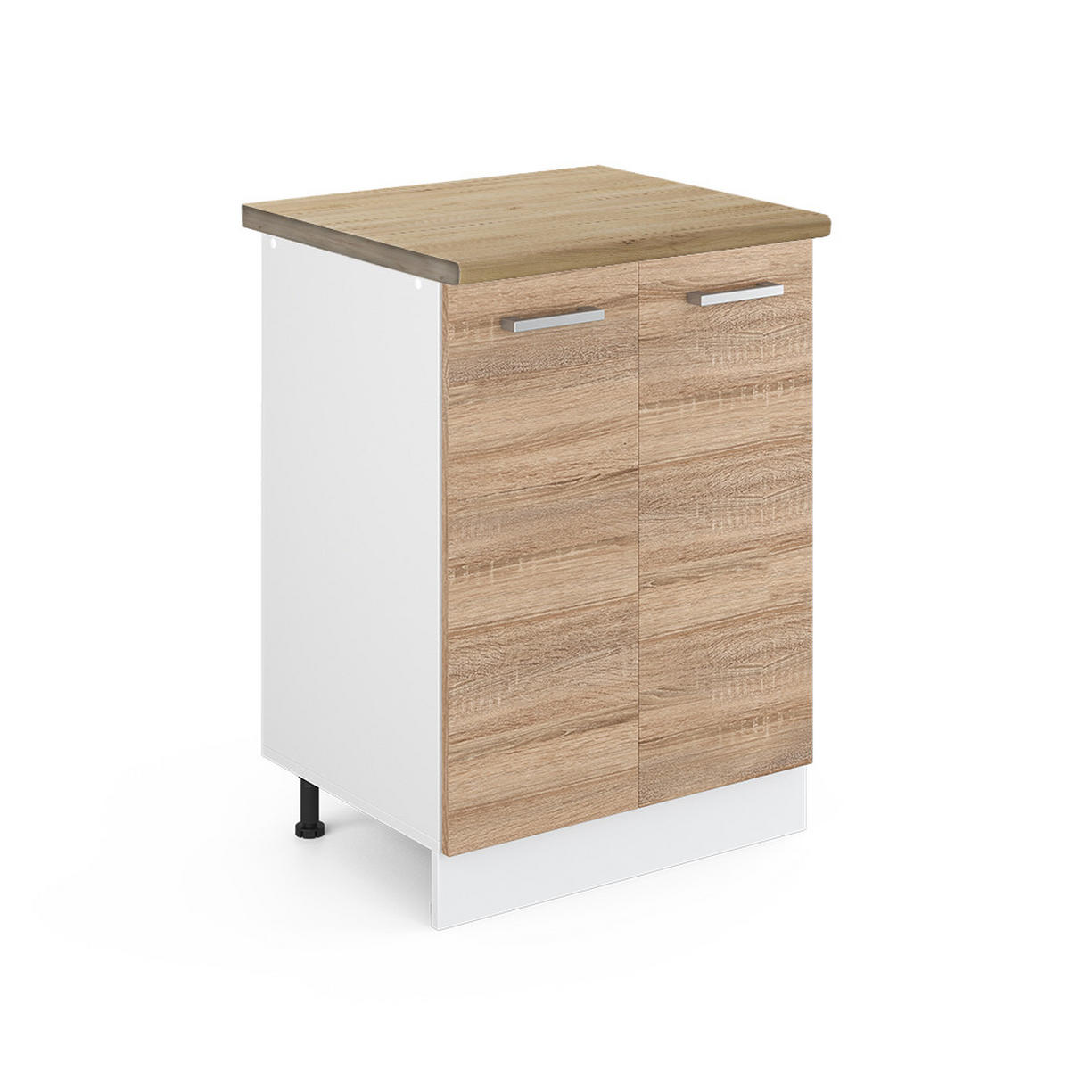 KÜCHENUNTERSCHRANK R-Line Sonoma 60 cm, AP Eiche - Weiß/Sonoma Eiche, Holzwerkstoff (60/81.6/60cm) - Vicco