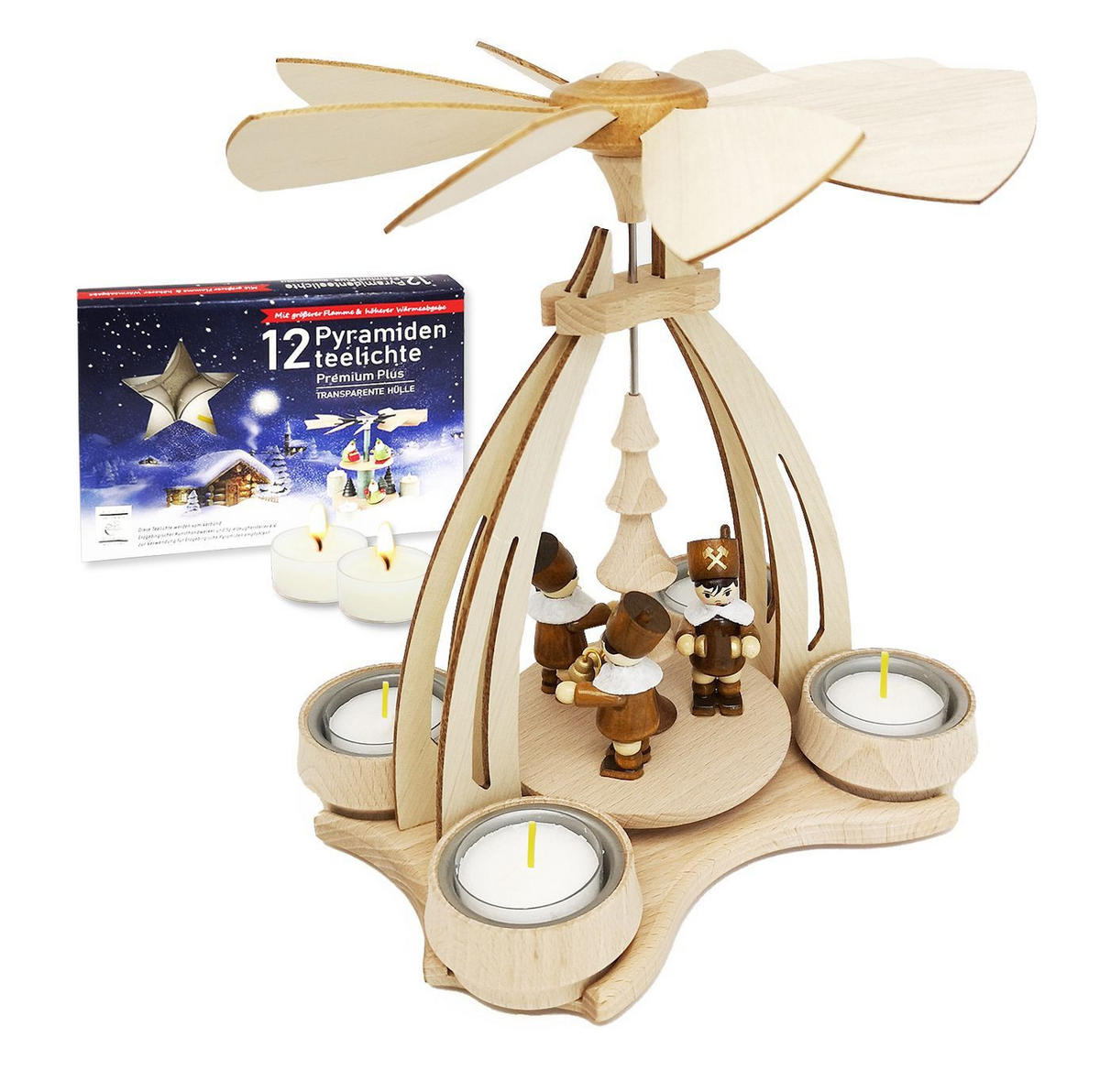 TISCH-PYRAMIDE Bergleute 14/18/24 cm - Multicolor, Holz (0.1/24/0.1cm) - Dekoteam24