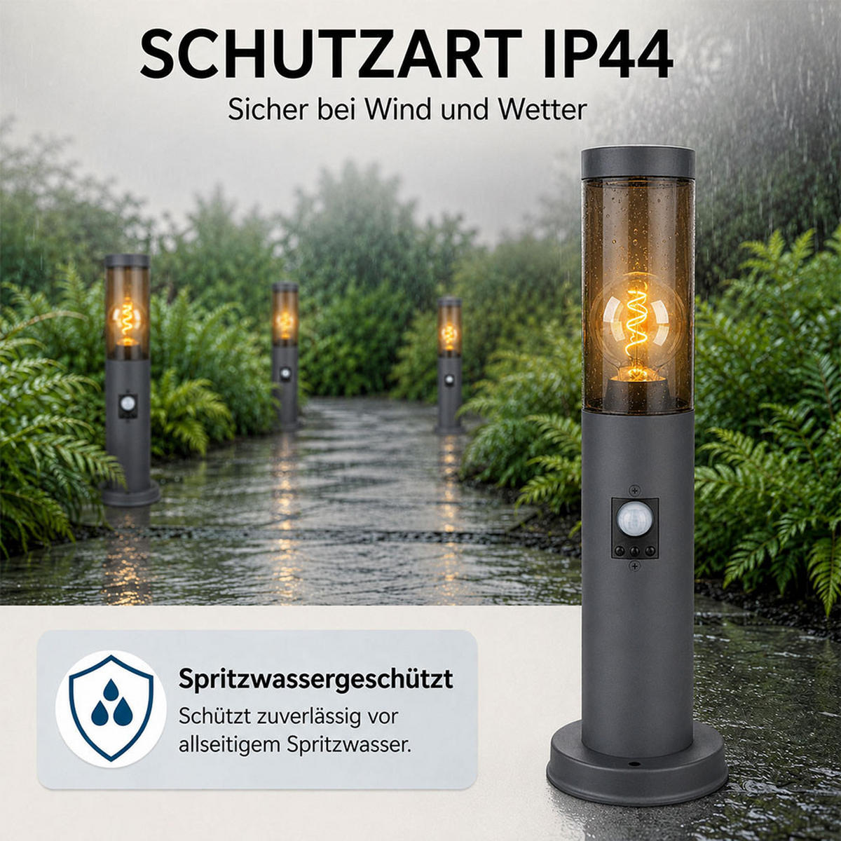 LED AUSSENLEUCHTE Edelstahl Anthrazit - Anthrazit, Metall (12.7/12.7/45cm) - Globo Lighting