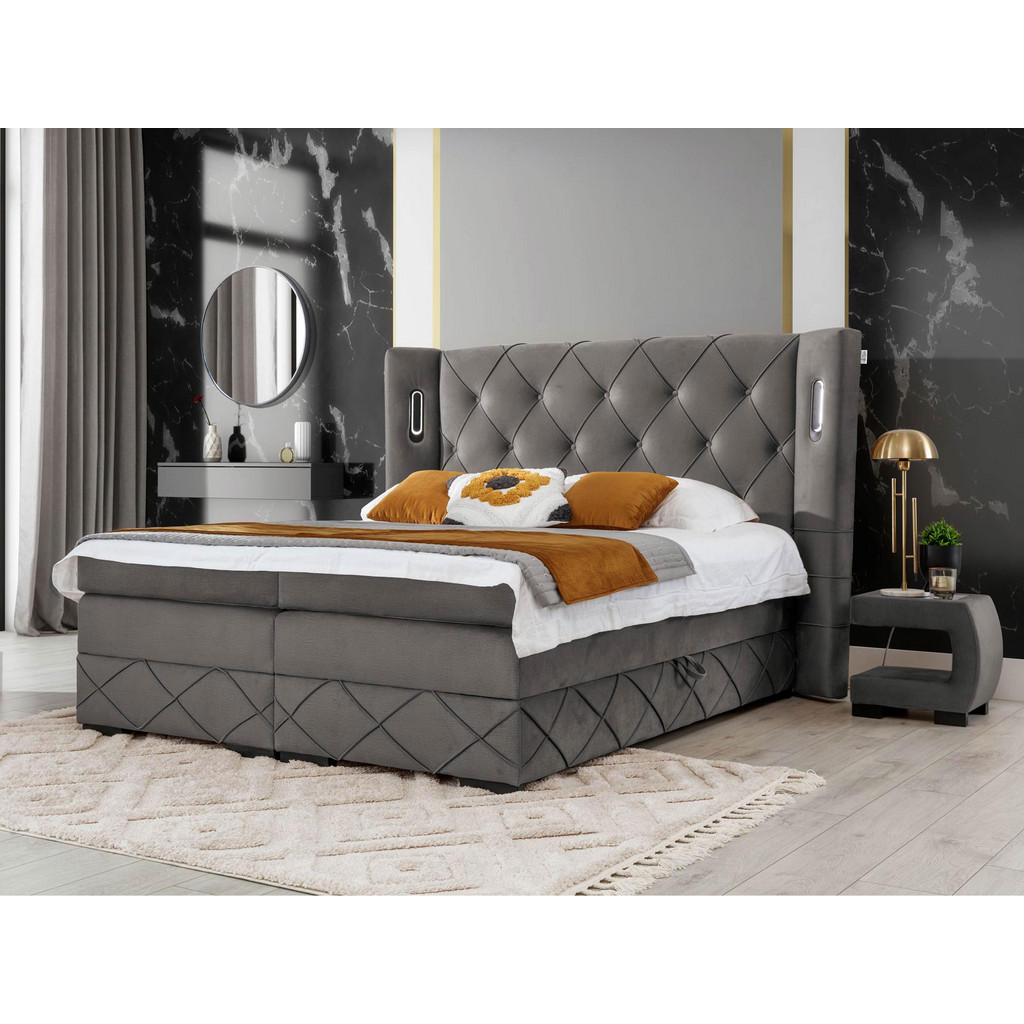 Thumbnail - Mirjan24 Boxbett, Grau, Holz, H3, 140x200 cm, Schlafzimmer, Betten, Boxspringbetten