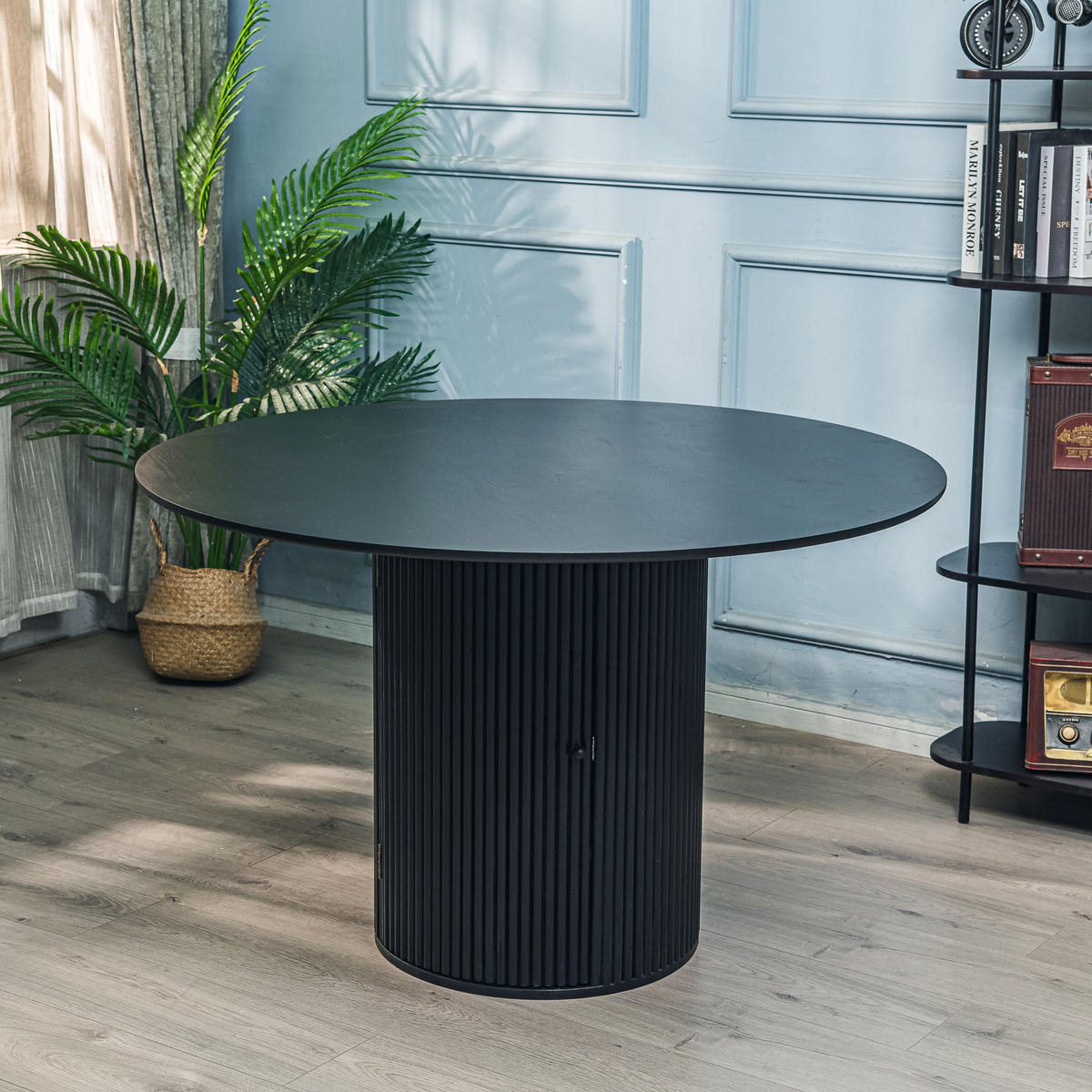 ESSTISCH Rund Schwarz 120 x 120 x 75 (cm) - Schwarz, Holz (120/120/75cm) - Nordlys