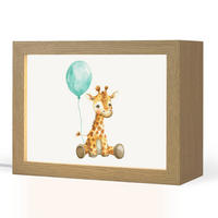 NACHTTISCHLAMPE Giraffe - Baby - Tiere - Blauer Ballon 20x15 cm - Weiß, Holzwerkstoff (8/20/15cm)