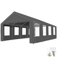 PARTYZELT Mammut, inklusive Spannseilen und Heringen, grau - Grau, Kunststoff (400/310/800cm) - tectake