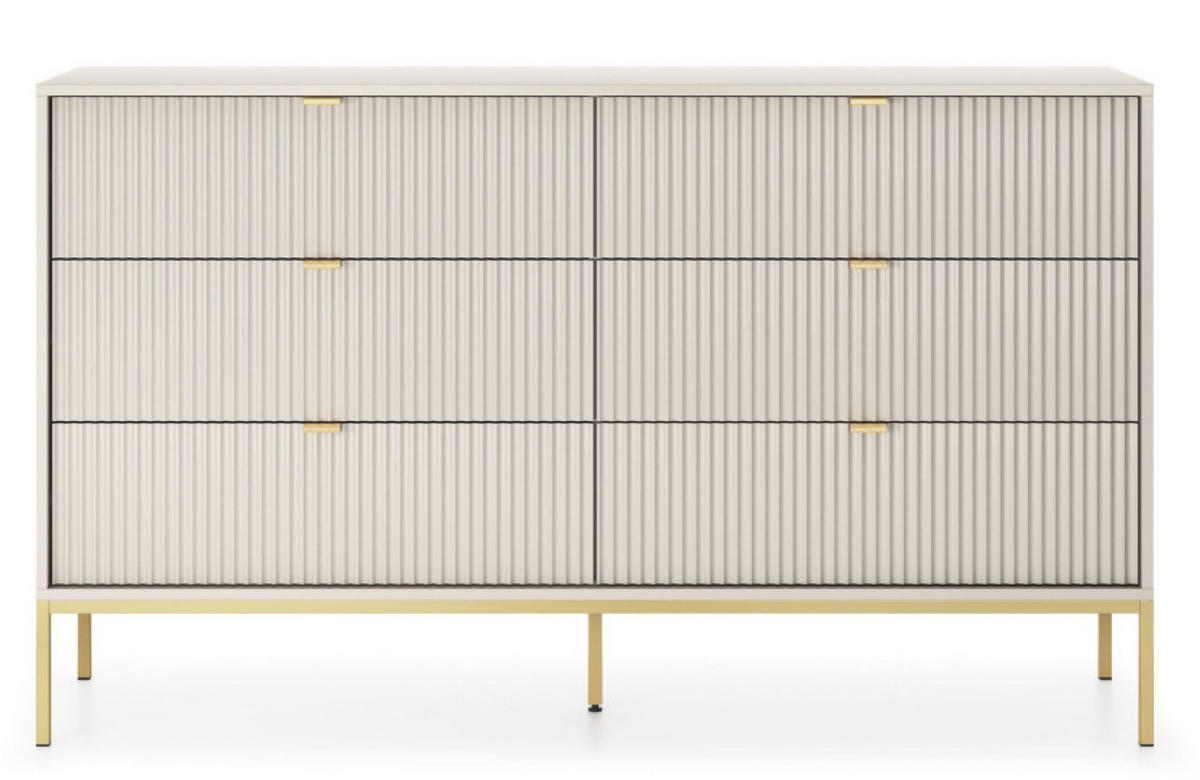 KOMMODE Kaschmir NEW KS154 Glamour Stil Goldfarben - Kaschmir/Ecru, Holzwerkstoff (154/91/39cm) - Sepro Meble
