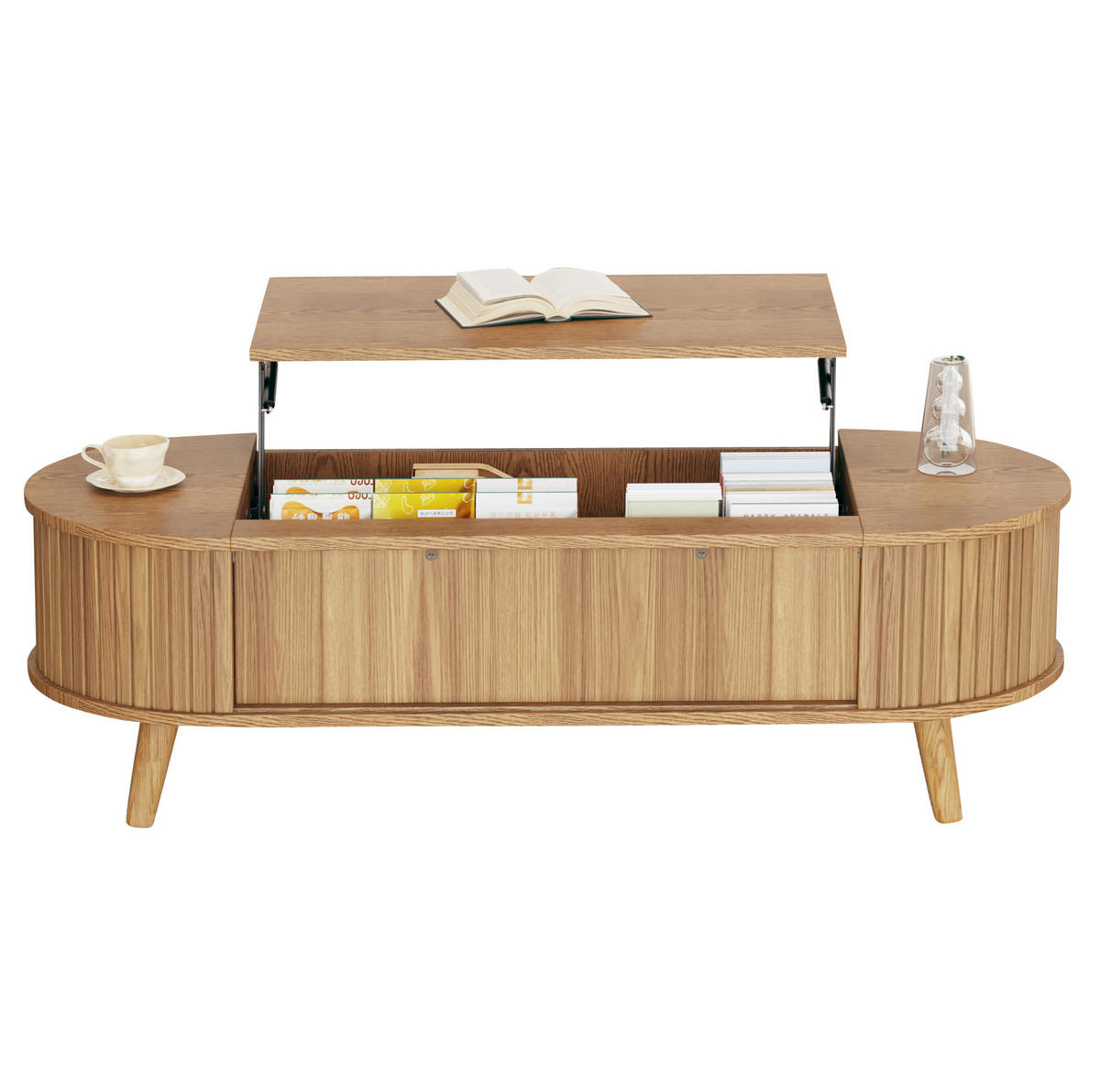 COUCHTISCH 120/50/39,5 cm natur aus MDF mit höhenverstellbarer Tischplatte - Naturfarben, Holzwerkstoff (120/50/39.5cm) - OKWISH