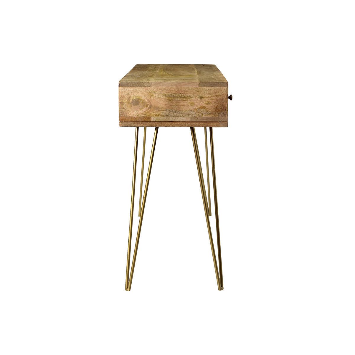 KONSOLE Graviert Mangoholz Vergoldetes Metall L120 LINIUM - Naturfarben, Holz (120/38/76cm) - Miliboo