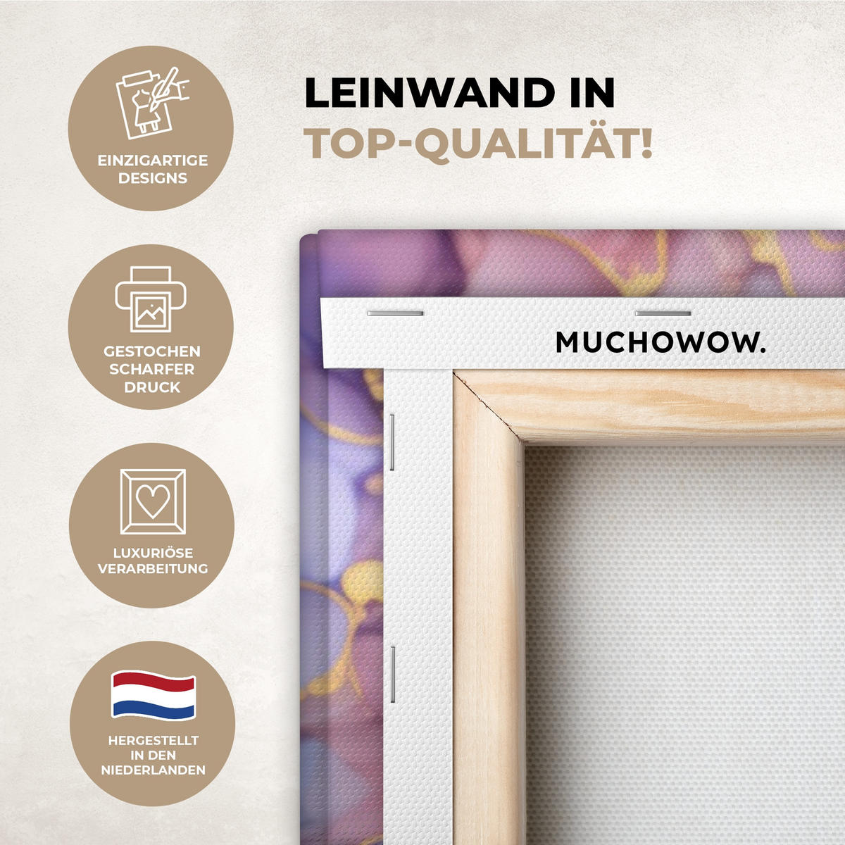 LEINWANDBILD Marmor - Bunt - Abstrakt Deko Groß 90x140 cm - Multicolor, Textil (90/140cm) - MuchoWow