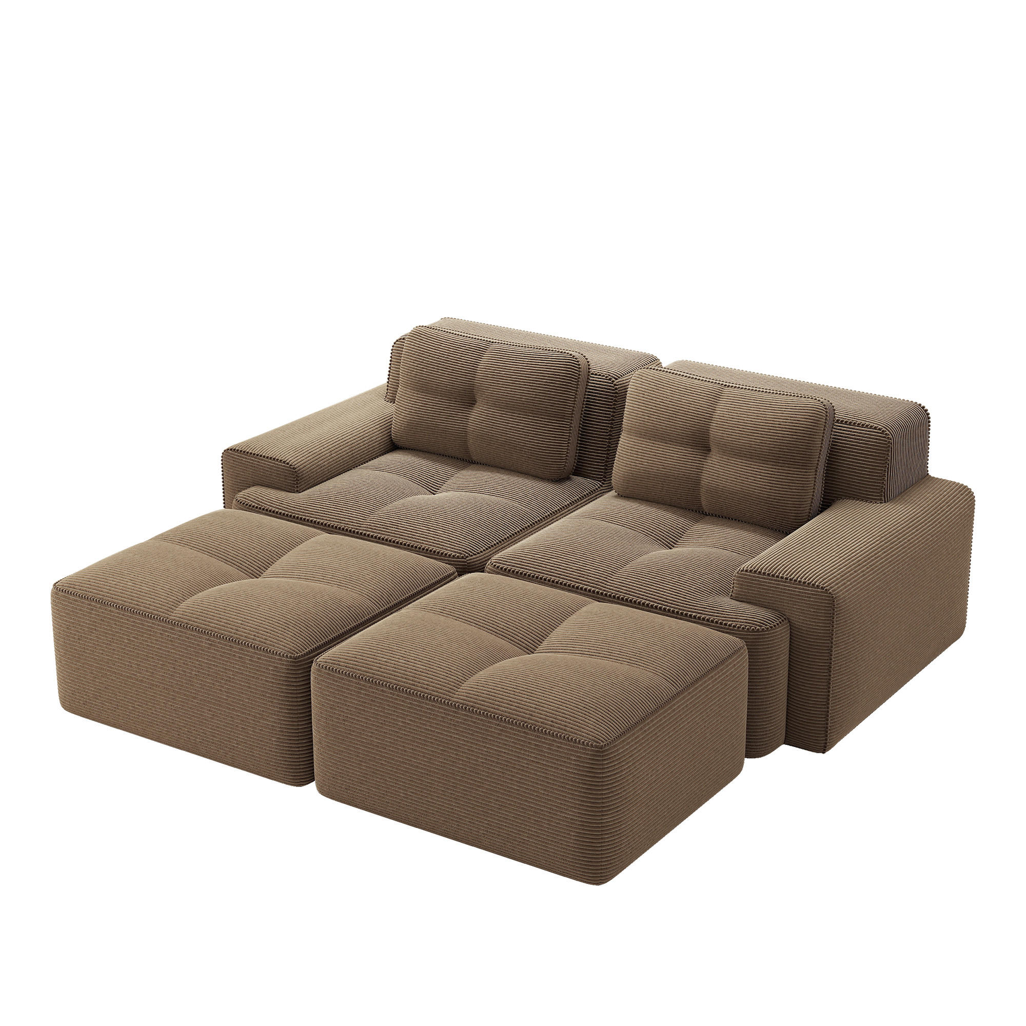 WOHNLANDSCHAFT DE-34113 2-Sitzer mit Ottoman Braun - Braun, Textil (177/69/204cm) - ComfortXL