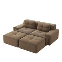 WOHNLANDSCHAFT DE-34113 2-Sitzer mit Ottoman Braun - Braun, Textil (177/69/204cm) - ComfortXL