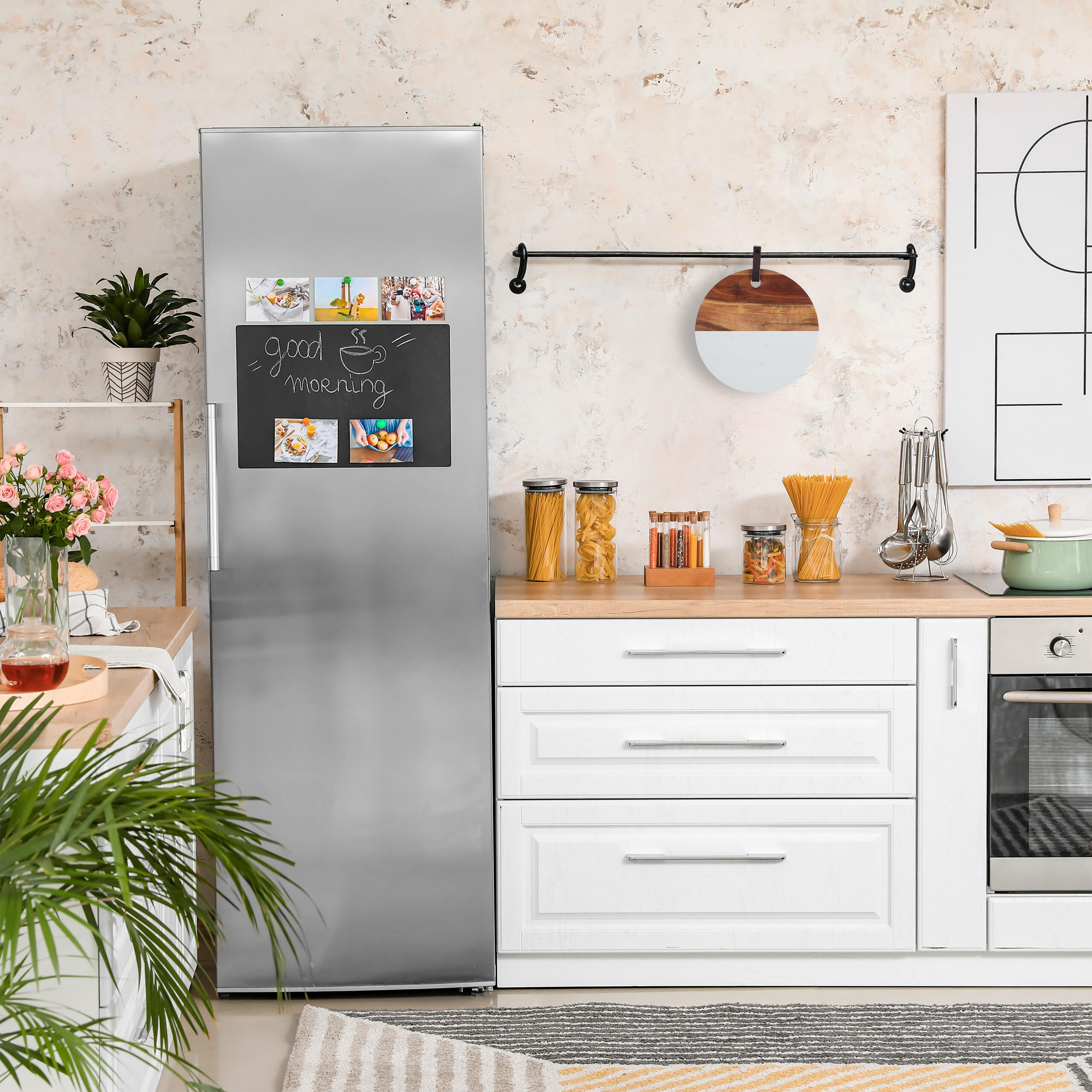 SCHNEIDEBRETT - Multicolor, Holz/Stein (25/25cm) - Relaxdays