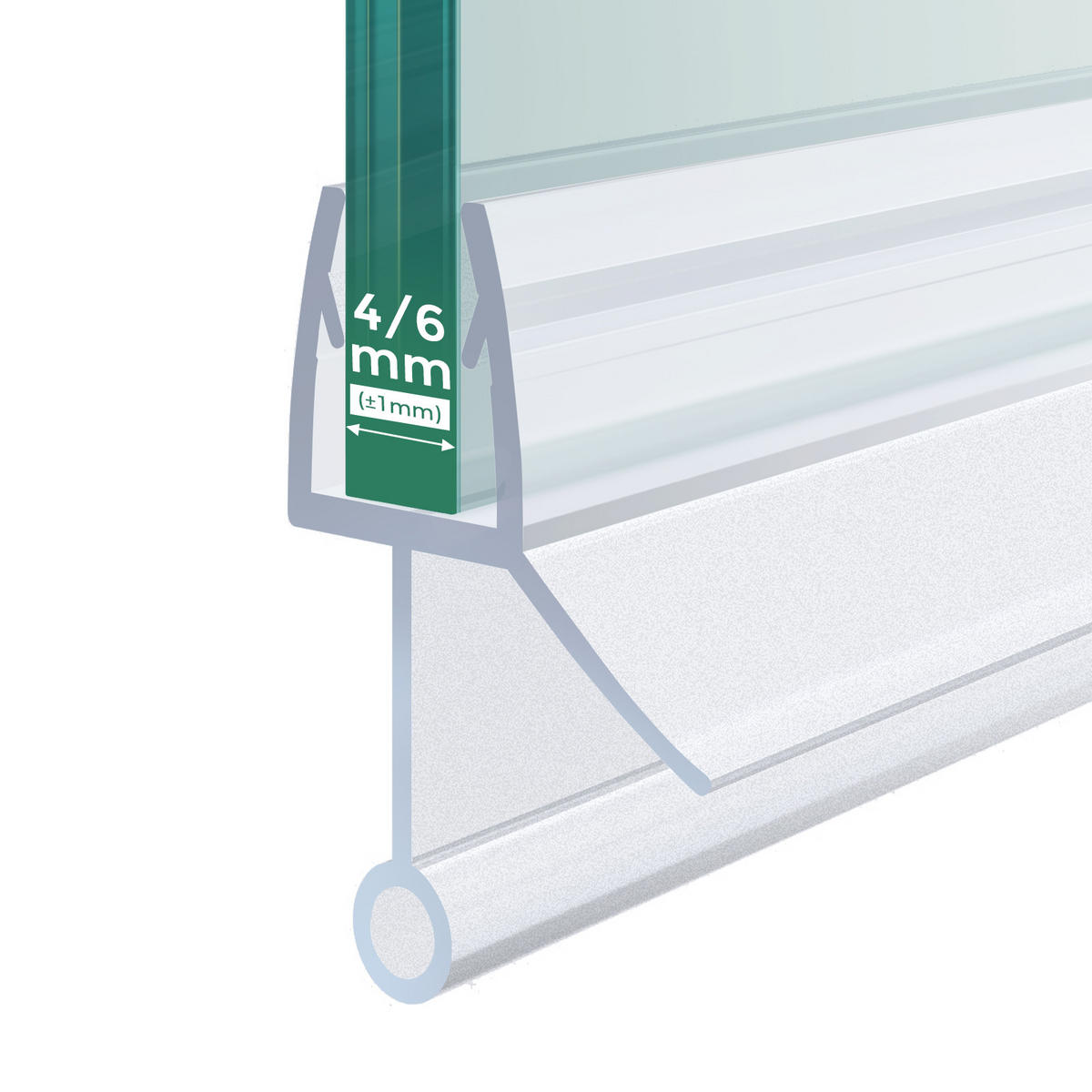 DUSCHDICHTUNG 100 cm für Duschtüren 4–6 mm transparent zuschneidbar - Transparent, Kunststoff (100/2.2cm) - S'AFIELINA