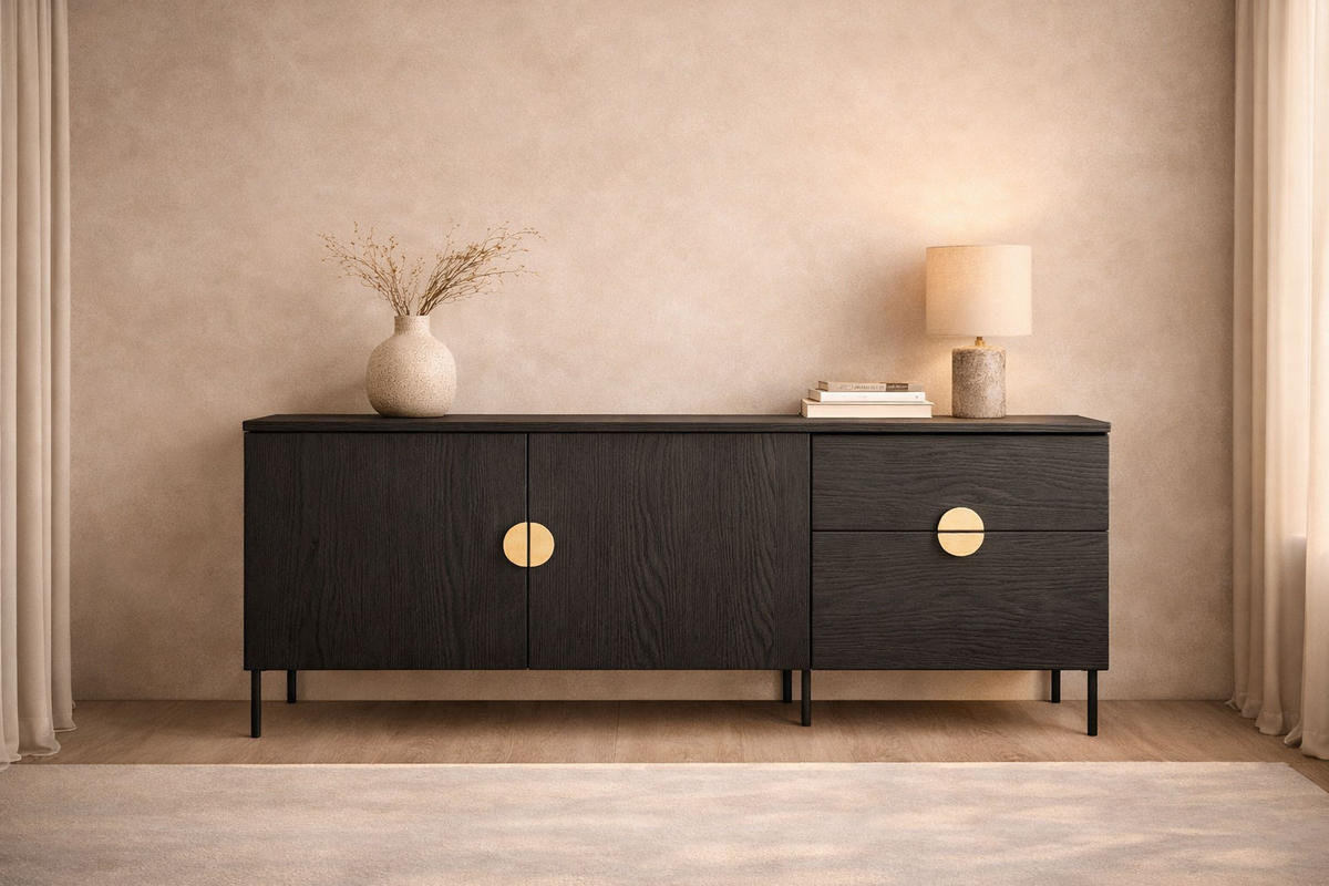 KOMMODE Mond anthrazit 159 / 40 / 87cm - Anthrazit, Holz/Holzwerkstoff (159/87/40cm) - Feldmann-Wohnen