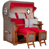 STRANDKORB 2-Sitzer Düne Mahagoni - Rot/Braun, Holz/Metall (125/170/80cm) - Mr. Deko